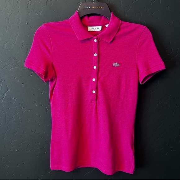 Lacoste Short Sleeve Slim Fit Stretch Pique Polo Shirt Color: pink Size:32/0 New - Picture 3 of 8